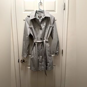 Gallery Women’s Hooded Waterproof Trench Raincoat with belt